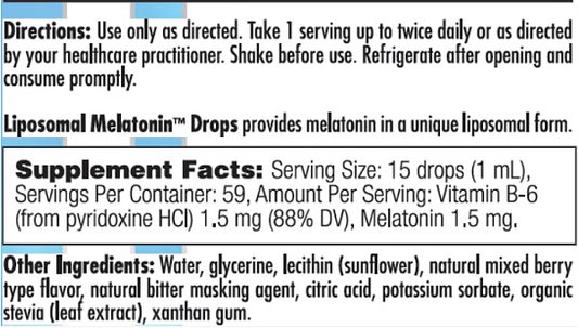 Liposomal Melatonin, 2oz - GF - Image 2