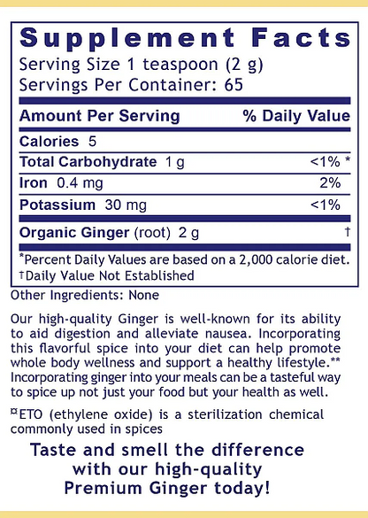 100% Organic Ginger Powder, Premier, 130gm - Image 2