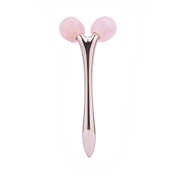 Rose Quartz Handheld Y-Shape Facial Massage Roller - Image 3