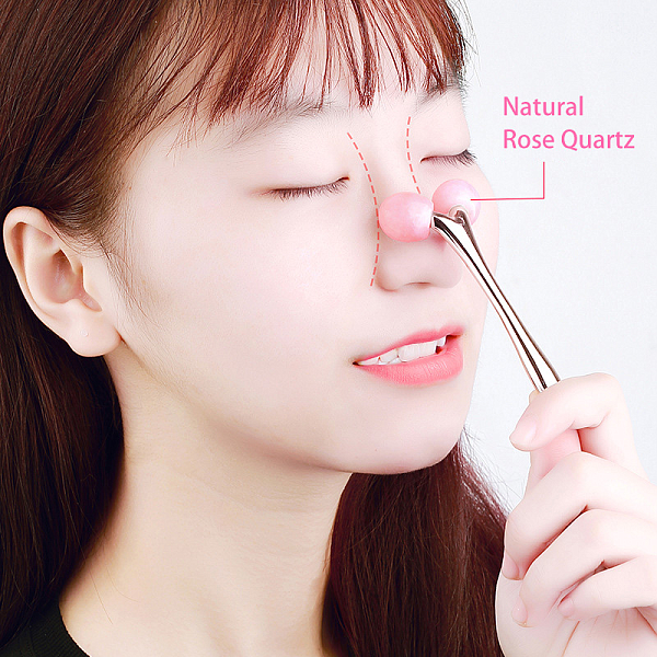 Rose Quartz Handheld Y-Shape Facial Massage Roller - Image 4
