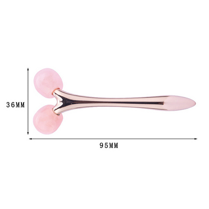 Rose Quartz Handheld Y-Shape Facial Massage Roller - Image 2