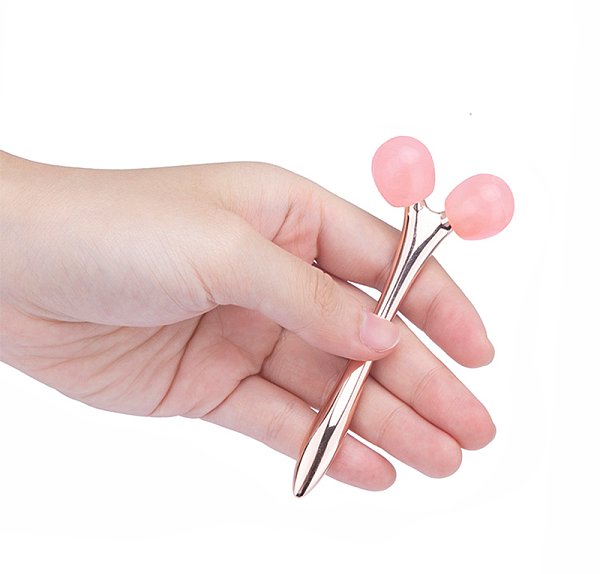 Rose Quartz Handheld Y-Shape Facial Massage Roller