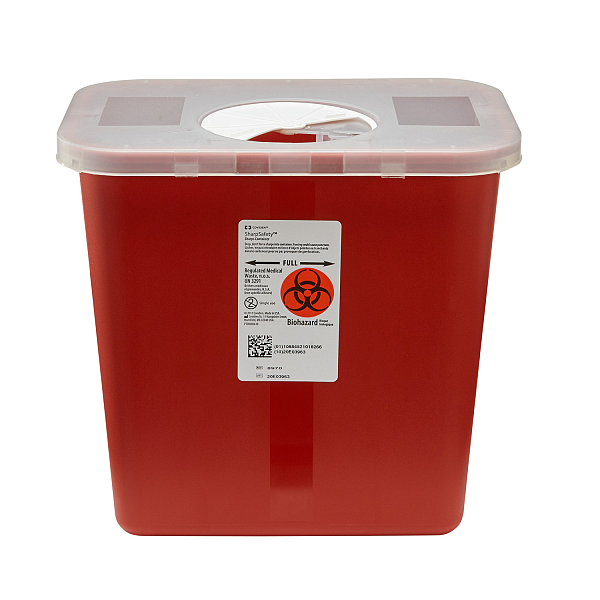 Sharps Container SharpSafety™ Red Base Vertical Entry, 2 Gallon