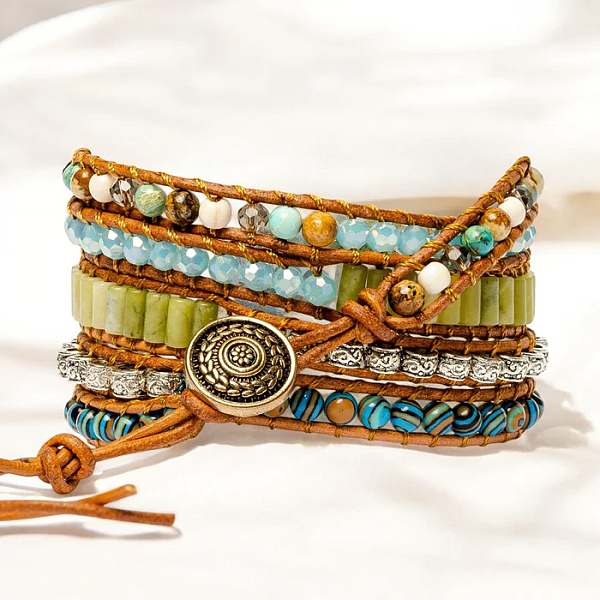 Twisted Ocean Jasper Wrap Bracelet - Image 3