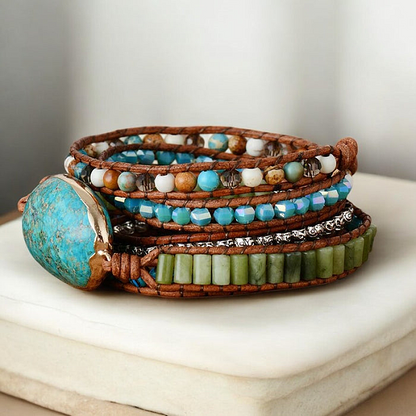 Twisted Ocean Jasper Wrap Bracelet - Image 4