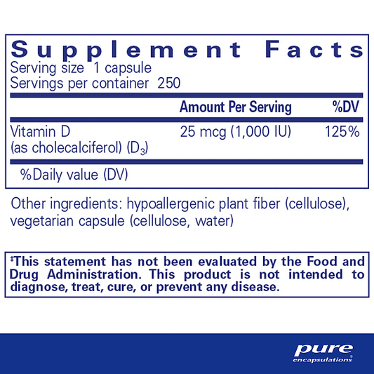 Vitamin D3, 1000 i.u. (250 capsules) - Image 2