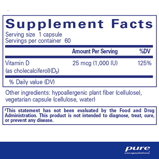 Vitamin D3, 1000 i.u. (60 capsules) - Image 2
