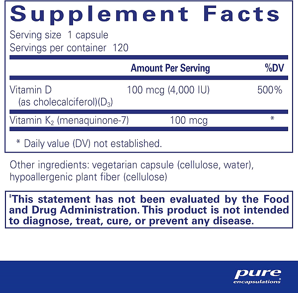 Vitamin D3 & K2, 120ct - Image 2