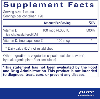 Vitamin D3 & K2, 120ct - Image 2