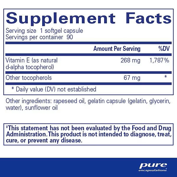 Vitamin E (with mixed tocopherols) (180 capsules) - Image 2