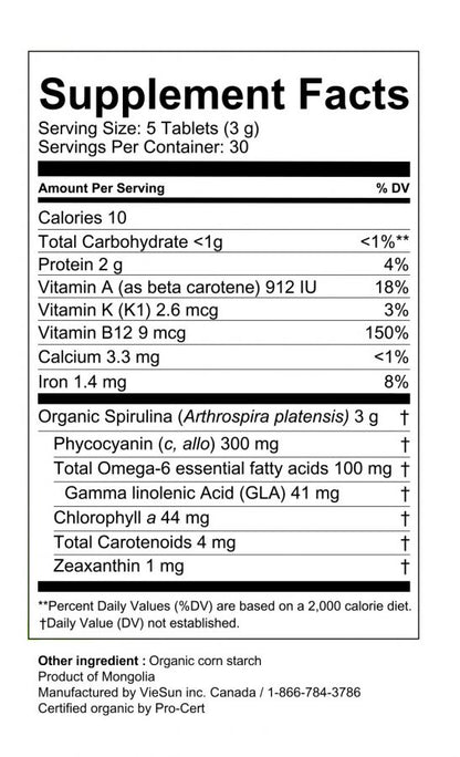 VieSun Organic Spirulina Tablets