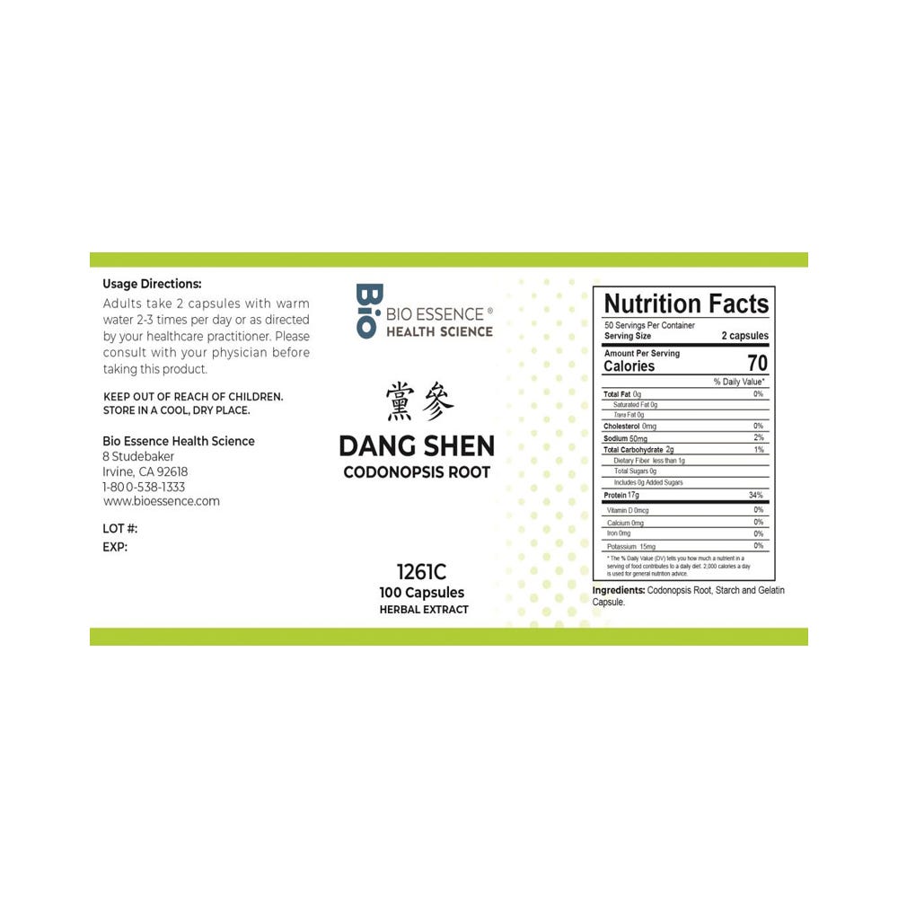 Bio Essence Dang Shen - 100 Capsules