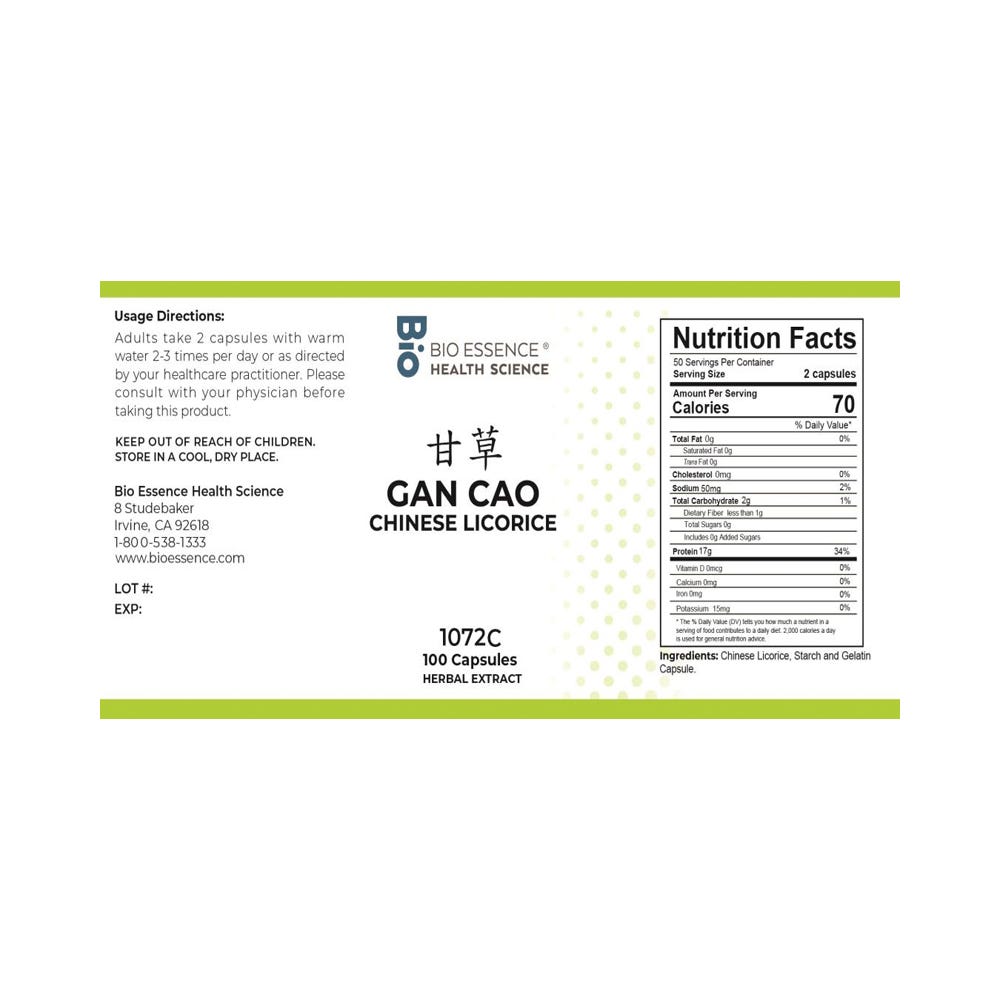 Bio Essence Gan Cao - 100 Capsules