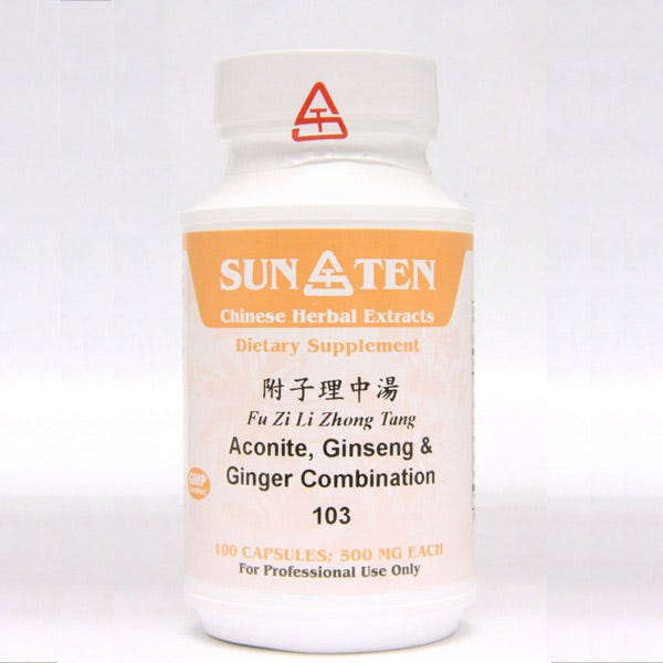 Sun Ten Aconite -  Ginseng & Ginger Combination 103B  - 100 Capsules