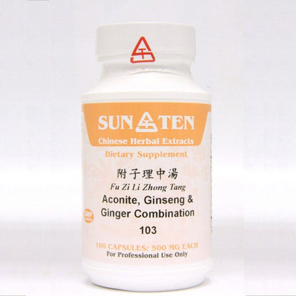 Sun Ten Aconite -  Ginseng & Ginger Combination 103B  - 100 Capsules
