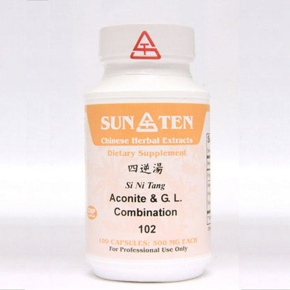 Sun Ten Aconite -  Ginger & Licorice Combination 102B  - 100 Capsules